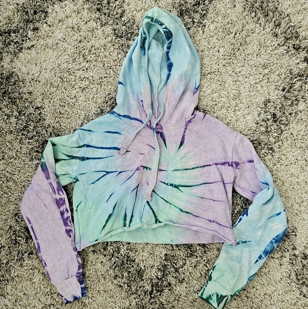 Women's Extra Small Sand Cloud Tie Dye Crop Top Hoodie